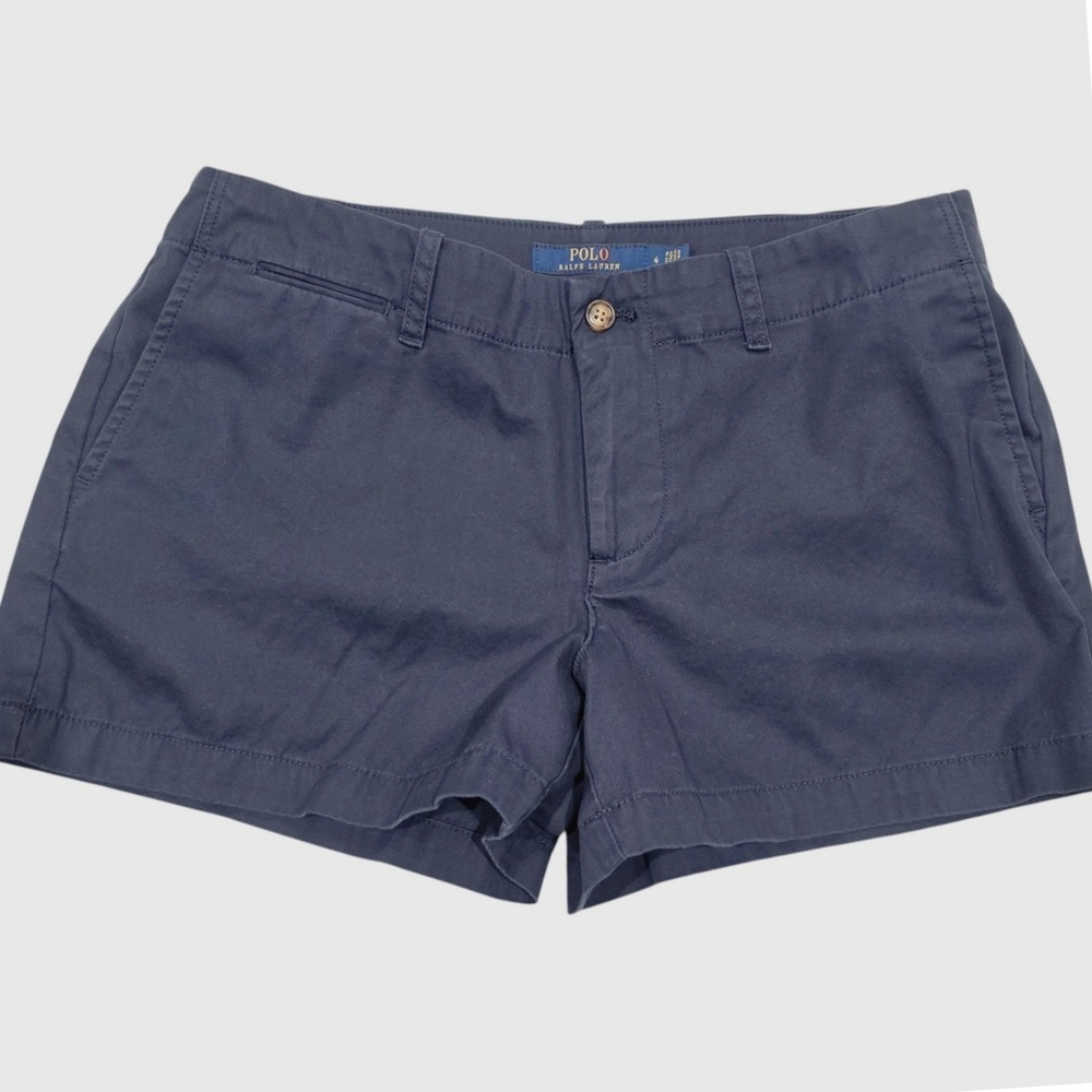 Polo Ralph Lauren Womens Chino Shorts Navy Blue Cotton Twill Size 4
